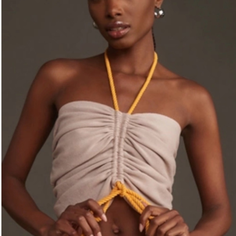 By Anthropologie Drawcord Halter Sweater Tank - EUC Sz L